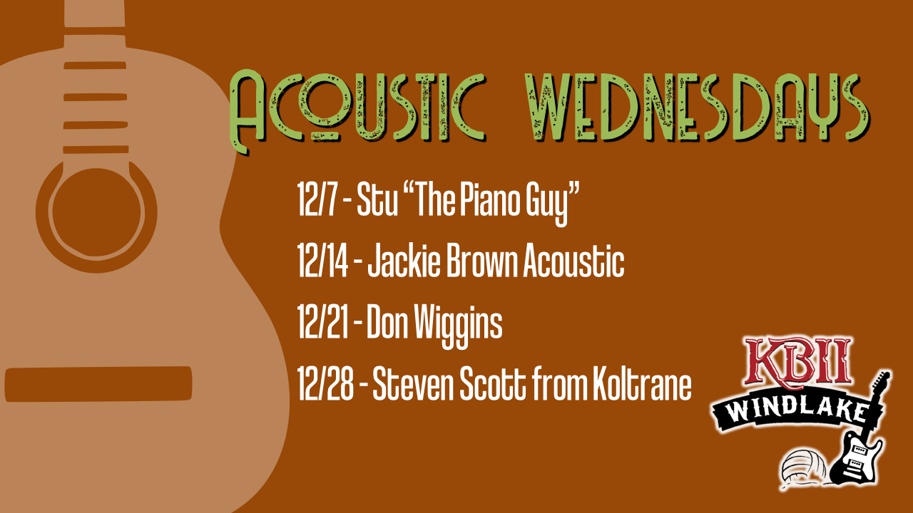 Acoustic Wednesdays December Line Up Kelly s Bleachers Wind Lake