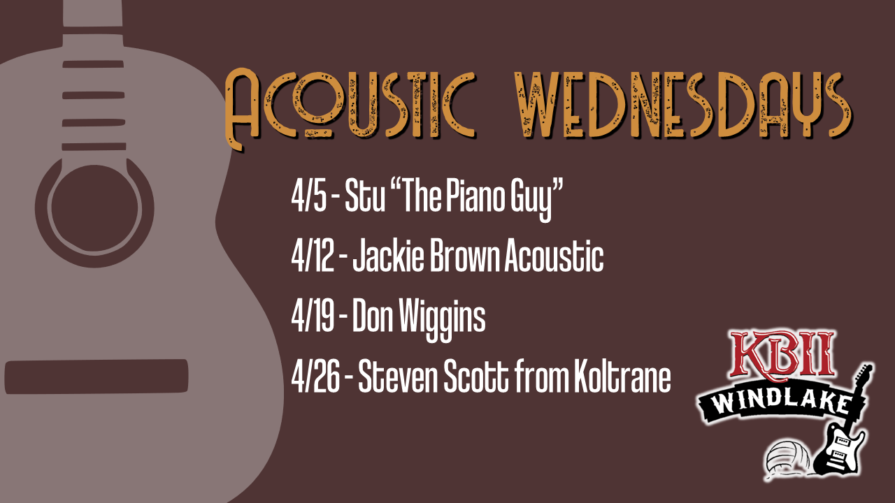 Acoustic Wednesdays April LineUp! Kelly's Bleachers Wind Lake