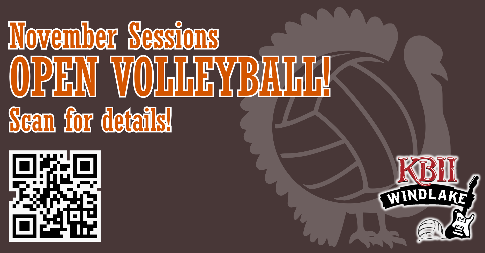 Open Volleyball November Sessions! Kelly's Bleachers Wind Lake